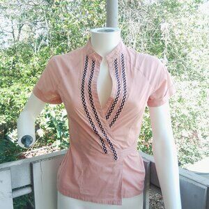 Boho Wrap Embroidered Cotton Top
